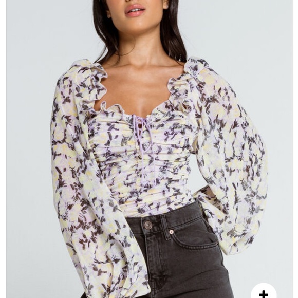Free People Tops - NWT Free People Mabel Print Blouse Lilac M